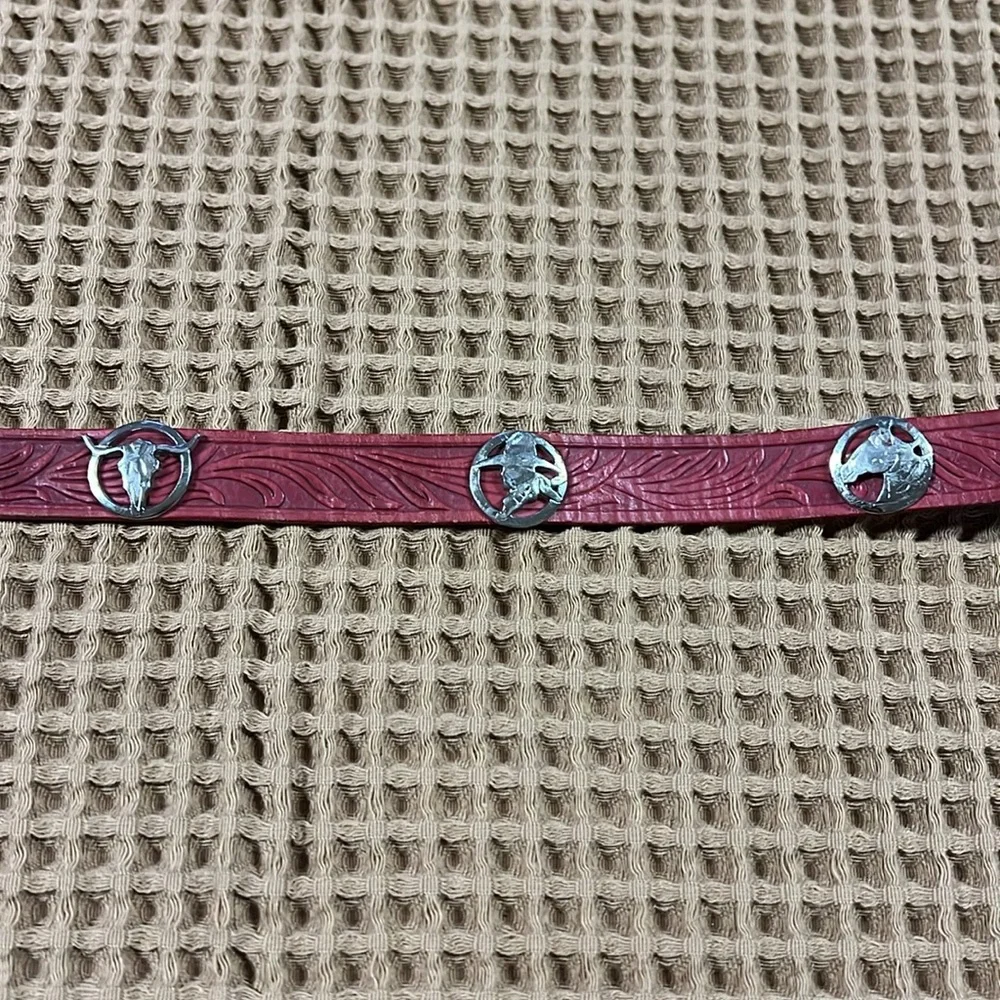 Justin | Red Tooked Leather Cowhide Toddler Belt 24 inches